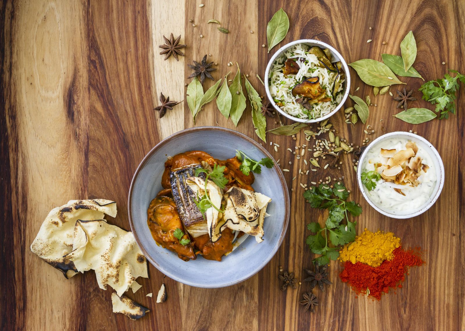 South African cuisine and decorated dinner table at luxury lodge in Grootbos Private Nature Reserve in South Africa