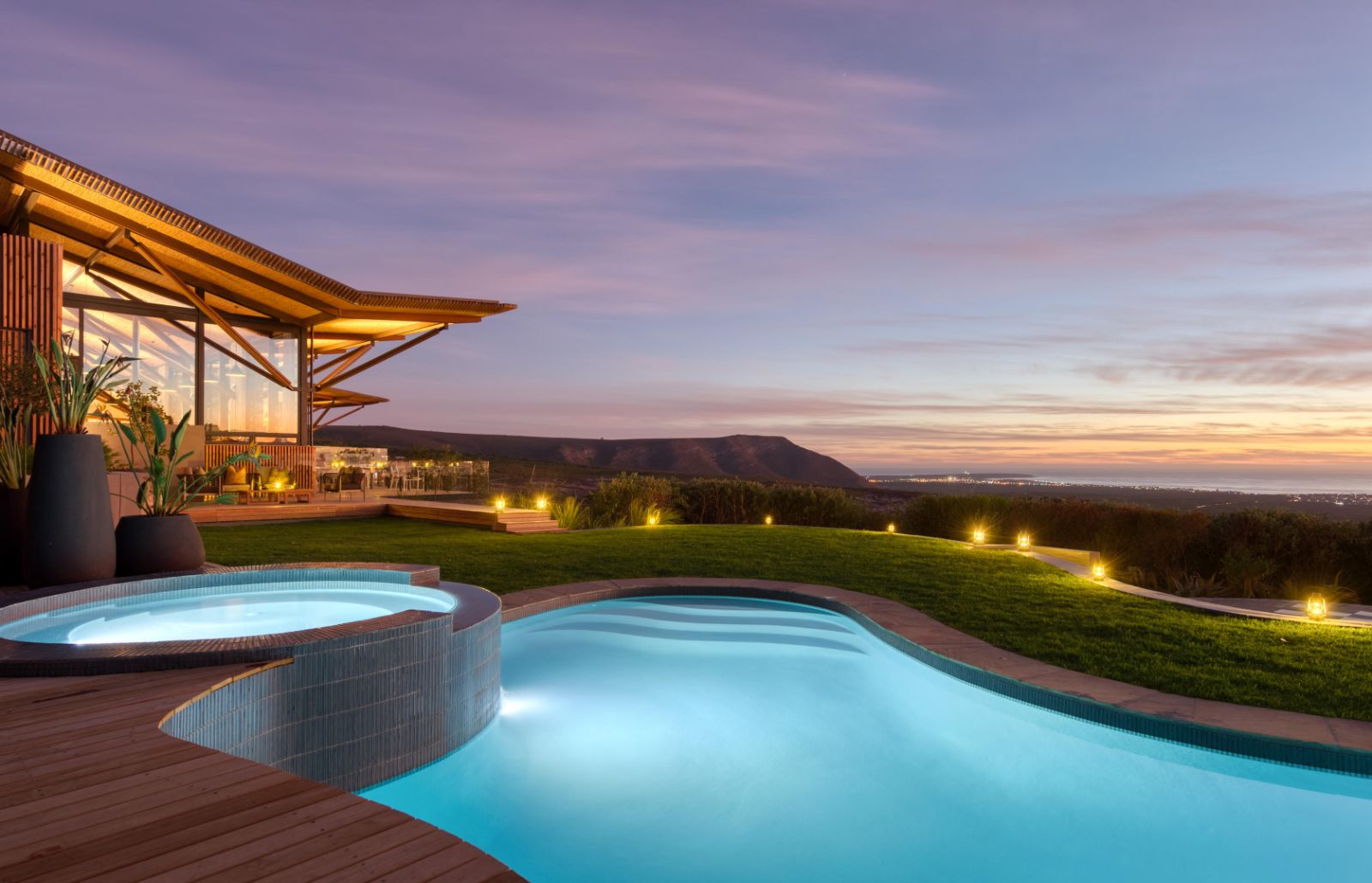 Garden cottage pool view at luxury lodge Grootbos Garden Lodge in South Africa