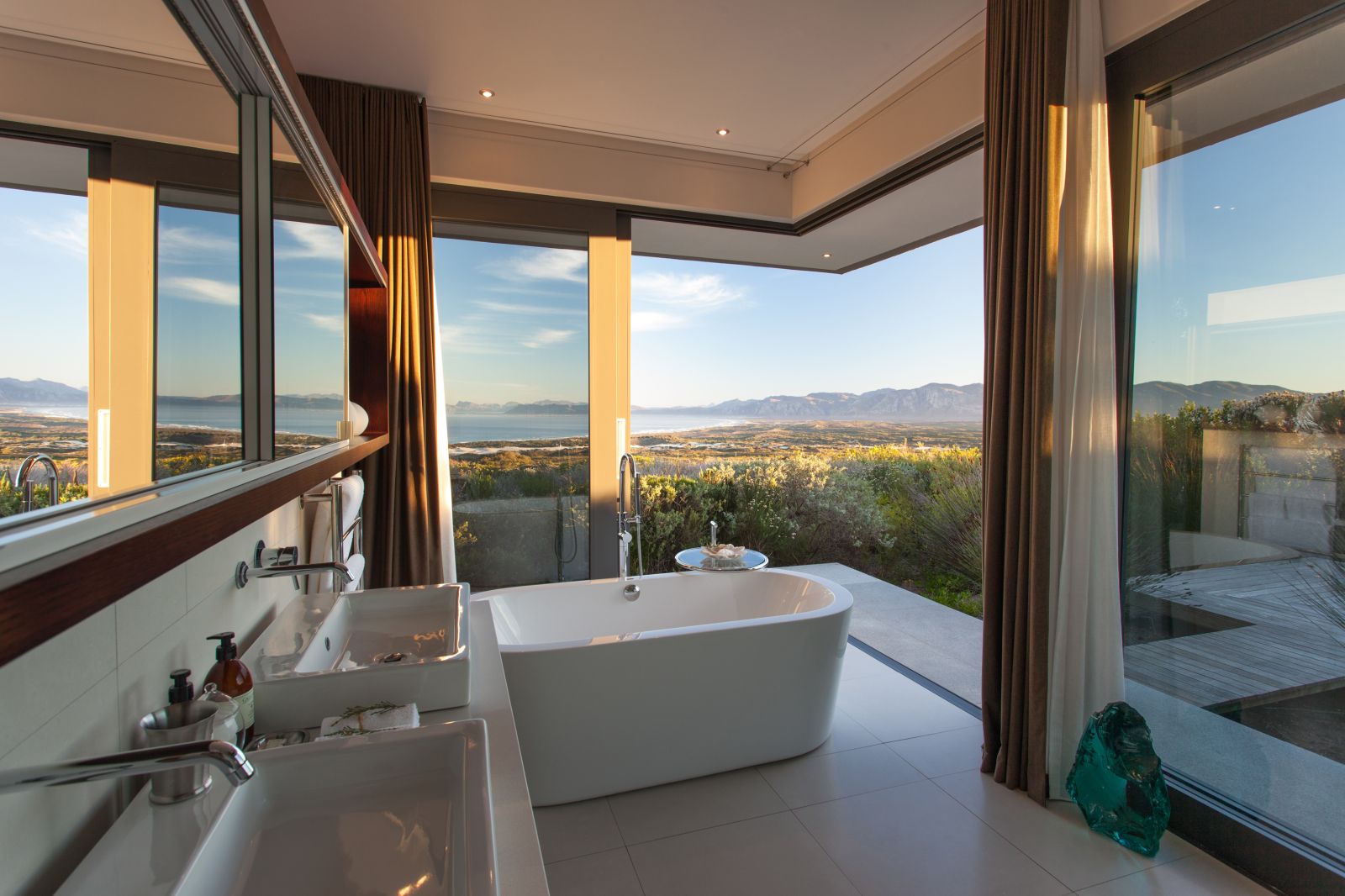 Bathroom and views at Grootbos Private Villas South Africa