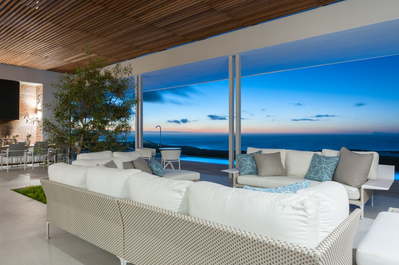 Views from the living area at sunset in Grootbos Private Villas South Africa