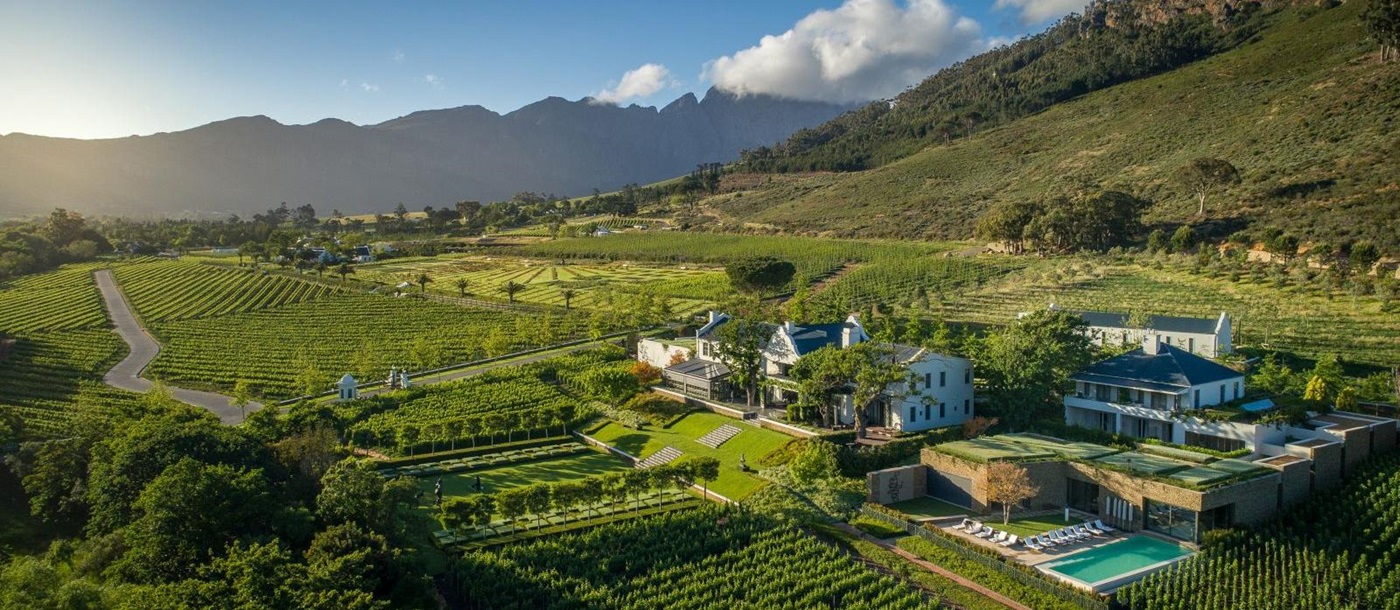 Manor House aerial view at Leeu Estates in South Africa 