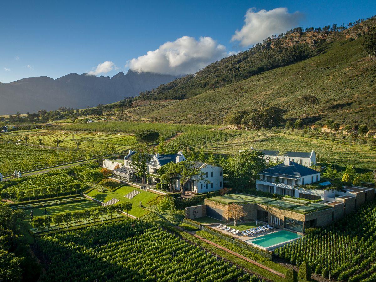 Manor House aerial view at Leeu Estates in South Africa