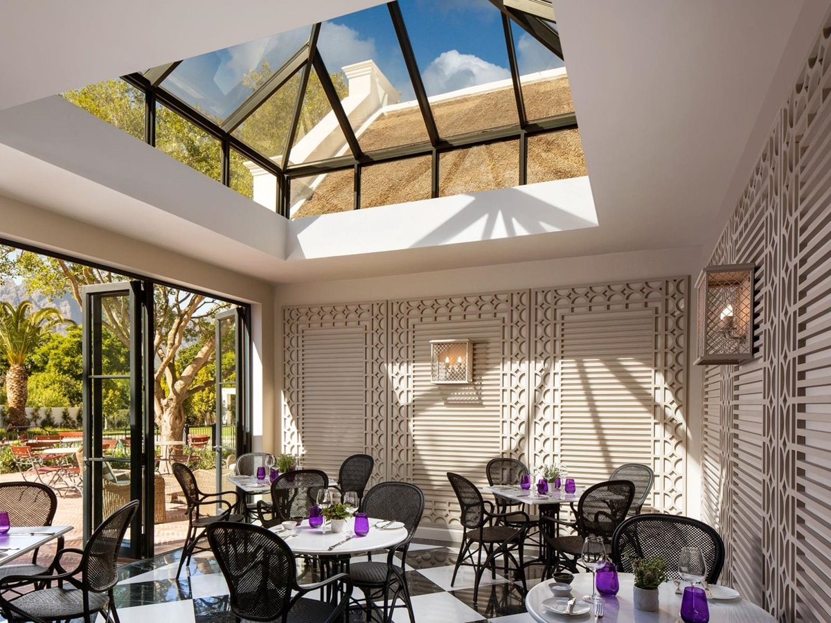 Conservatory interior at Leeu House in South Africa