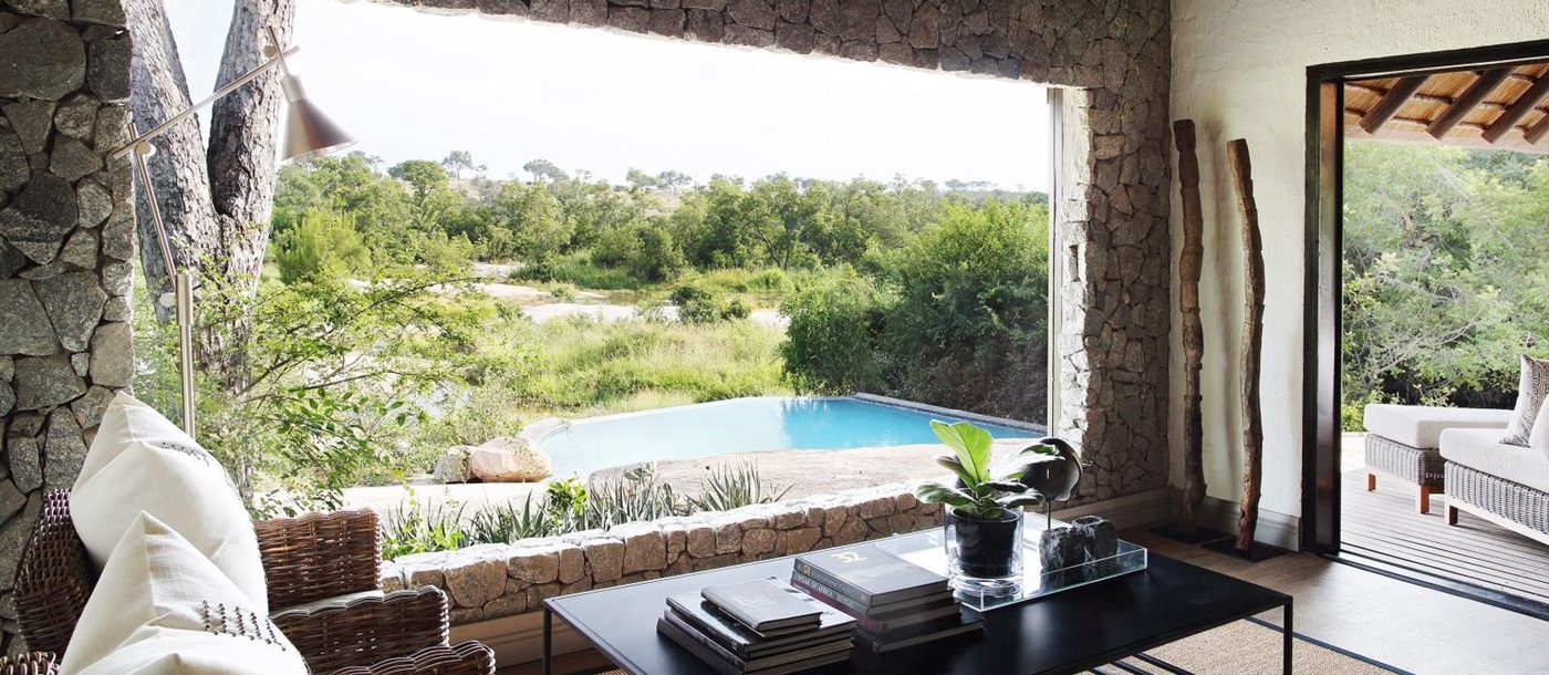 View from sitting area at Londolozi Granite Suites in South Africa