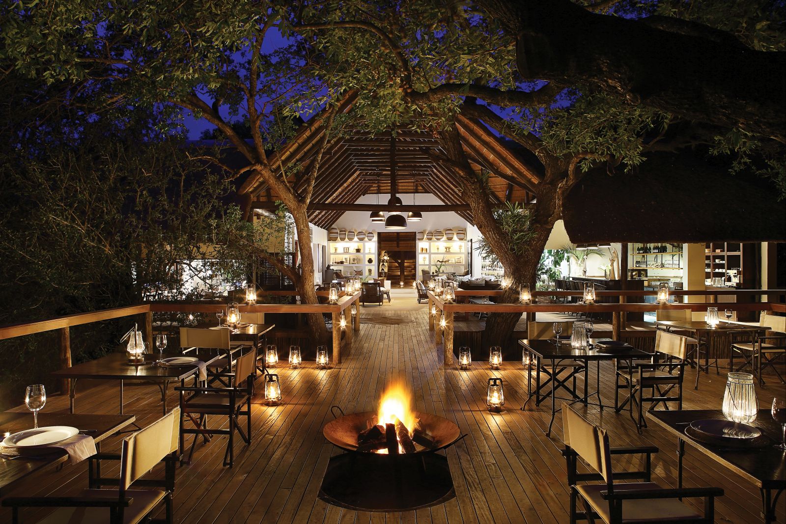 The camp at night, Londolozi Tree Camp in South Africa