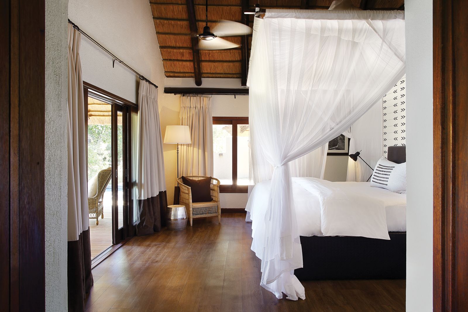 Suite bedroom at Londolozi Tree Camp in South Africa