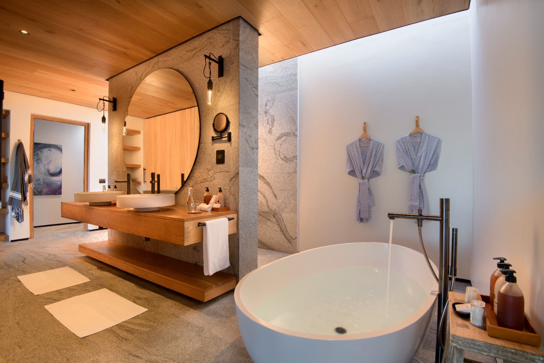 Guest suite bathroom at Morukuru Beach Lodge in De Hoop Nature Reserve
