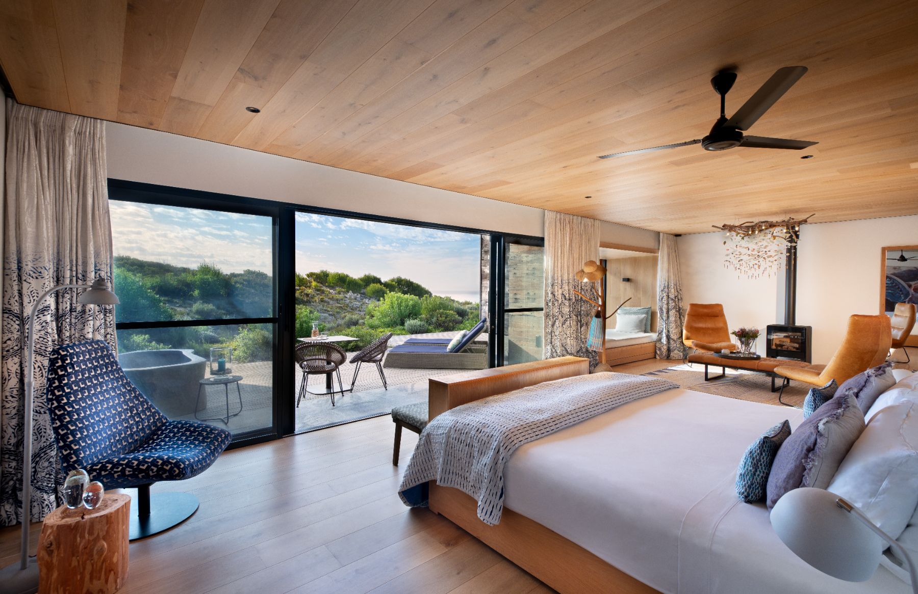 Honeymoon suite bedroom at Morukuru Beach Lodge in the De Hoop Nature Reserve