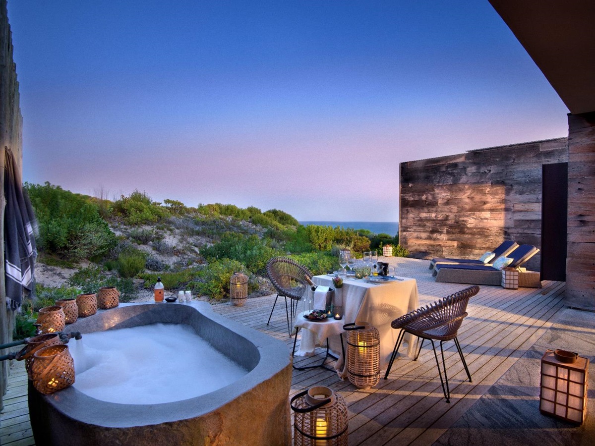 Honeymoon suite deck at Morukuru Beach Lodge in the De Hoop Nature Reserve