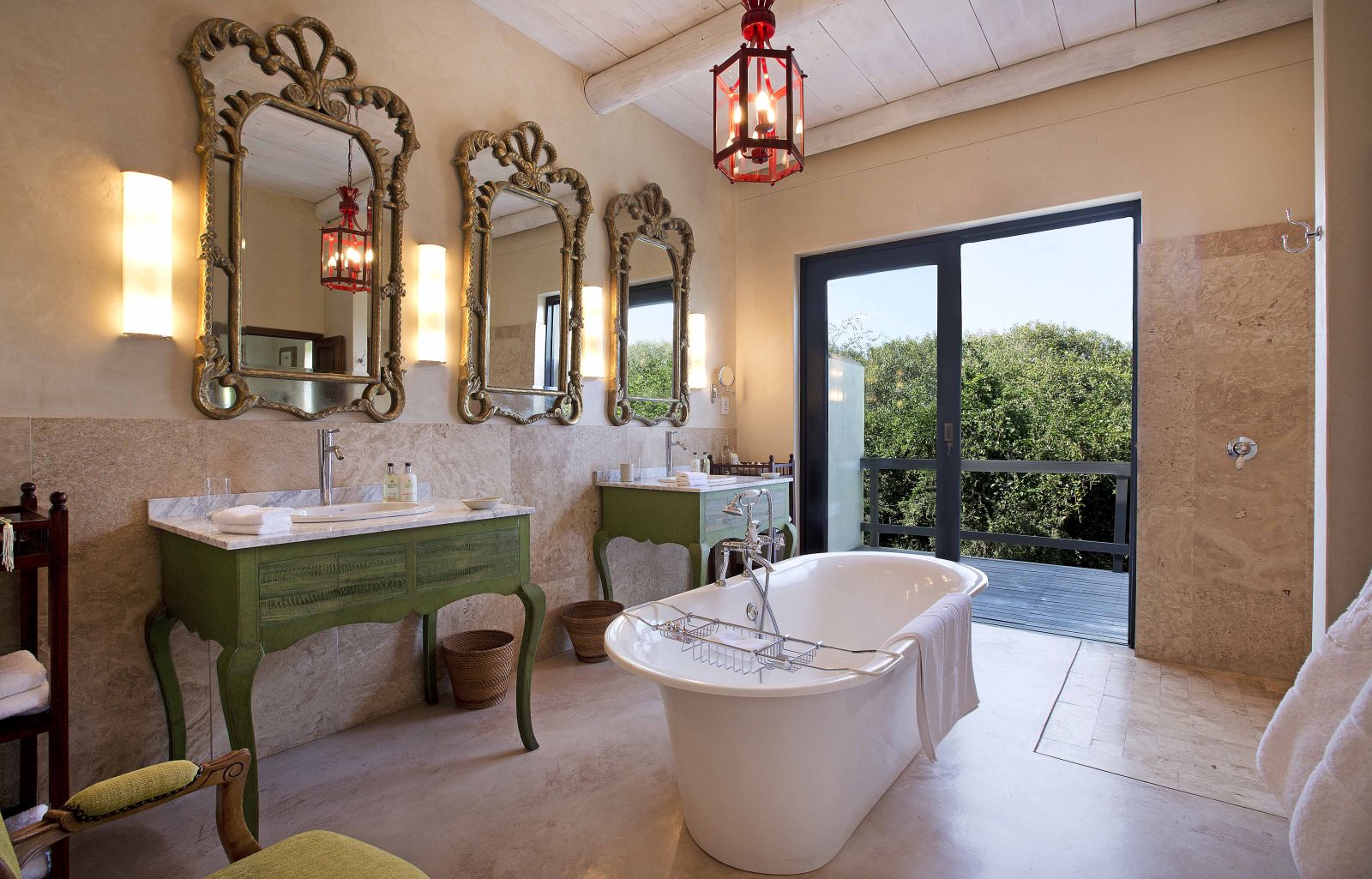 Africa house bathroom at Royal Malewane in South Africa