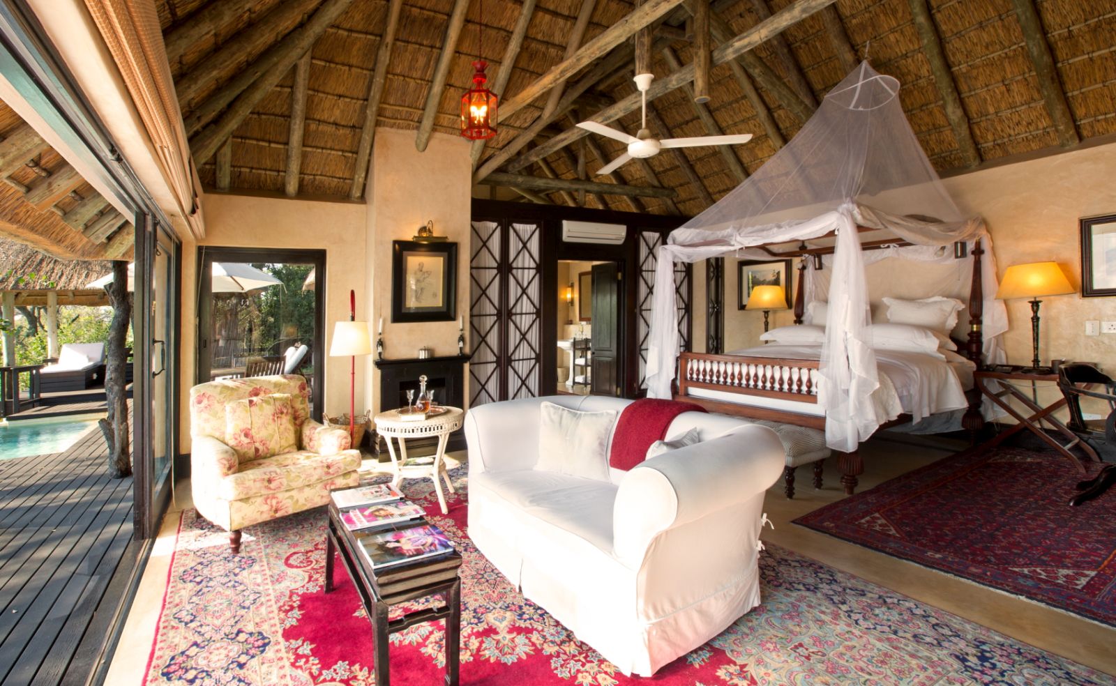 Bedroom interior at Royal Malewane in South Africa