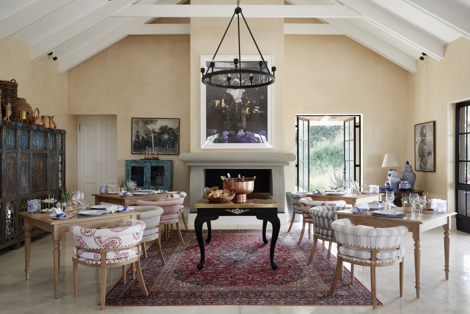 The farmstead, main lodge dining area at Royal Malewane in South Africa