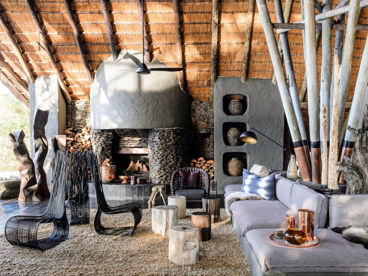 Main sitting room at Singita Boulders Lodge in South Africa