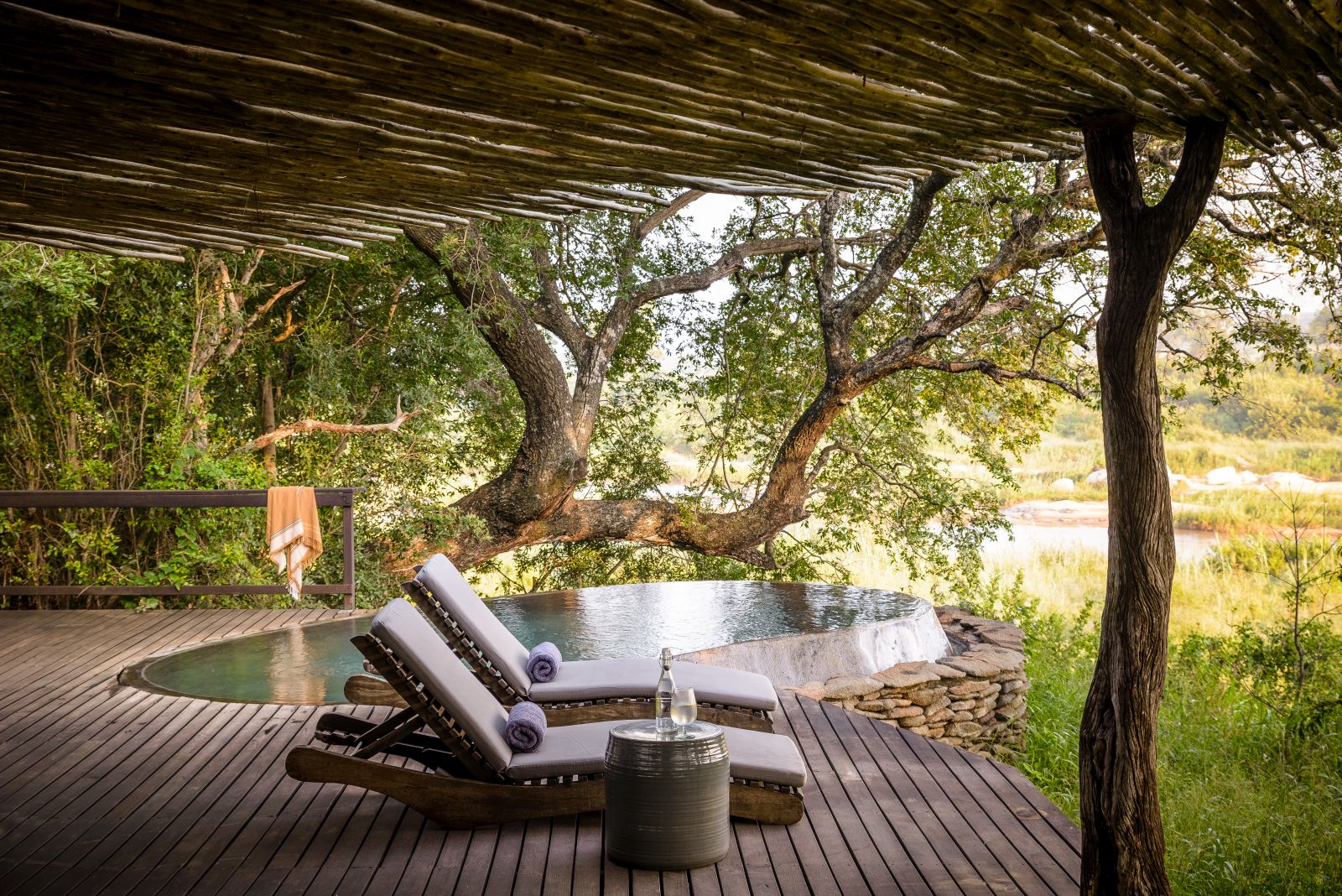 Pool area at Singita Boulders Lodge in South Africa