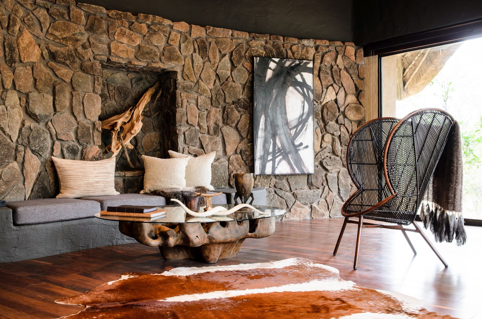 Sitting room at Singita Boulders Lodge in South Africa