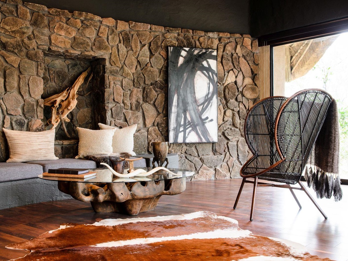 Sitting room at Singita Boulders Lodge in South Africa