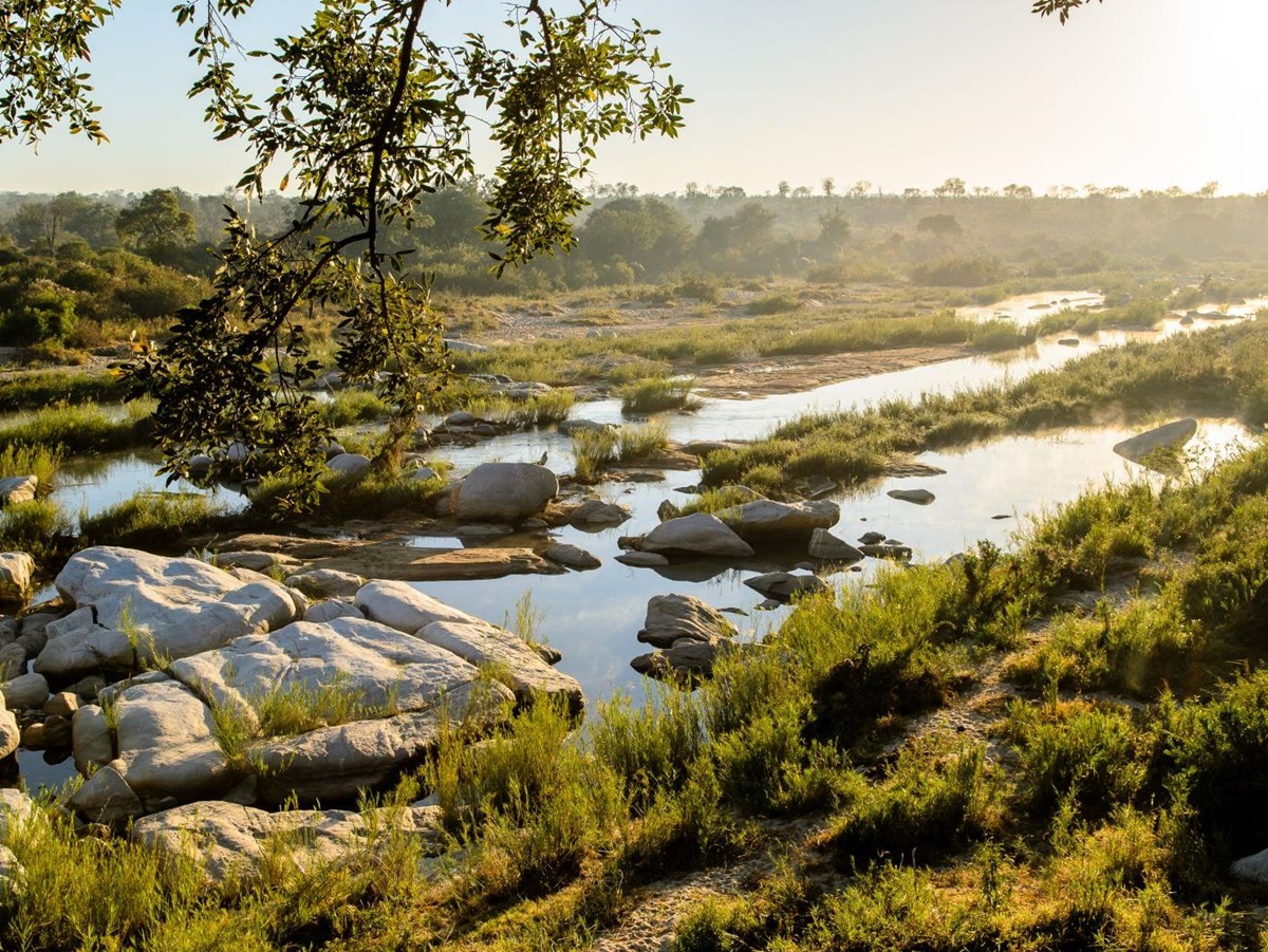 View over the river at Singita Boulders Lodge in South Africa