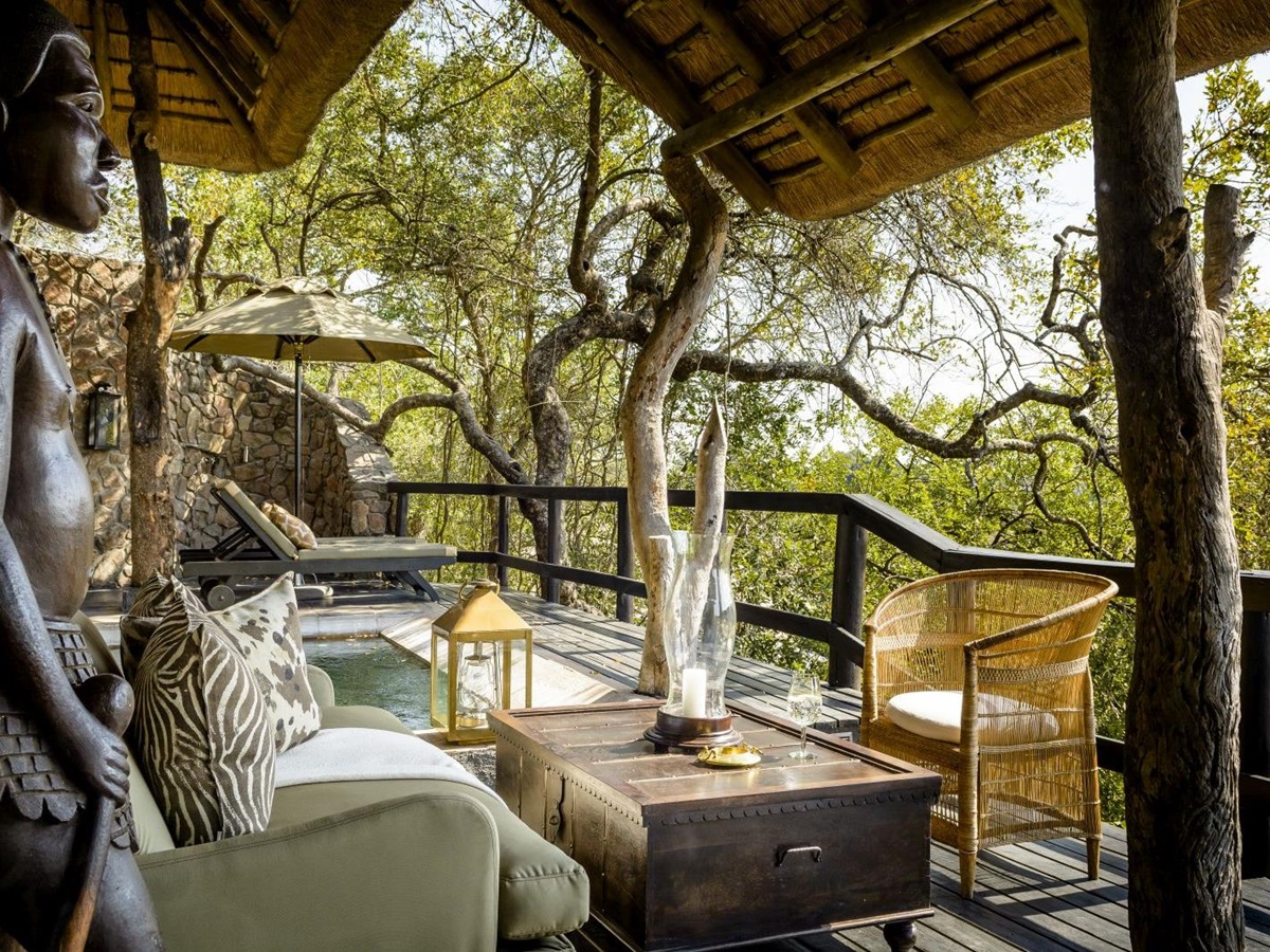 Deck with pool at Singita Ebony Lodge in South Africa