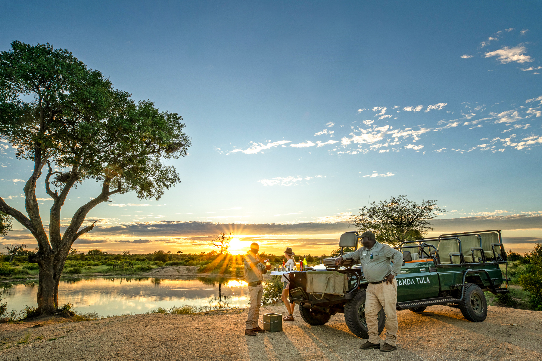 Sundowners at Tanda Tula lodge in South Africa