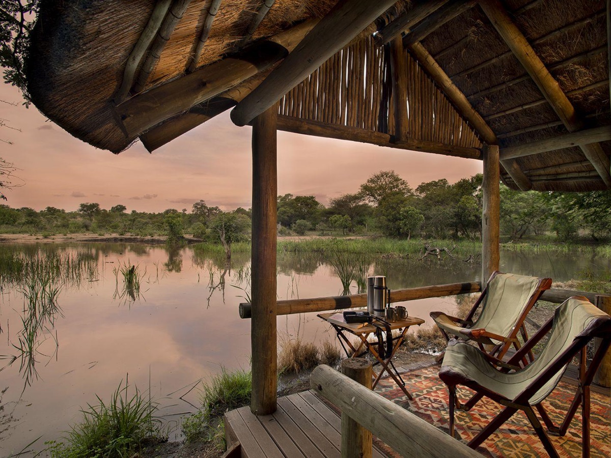 Viewing deck by the river at Tanda Tula Safari Camp in South Africa