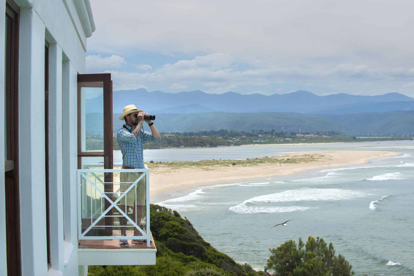 Whale watching from a balcony at The Plettenberg in South Africa