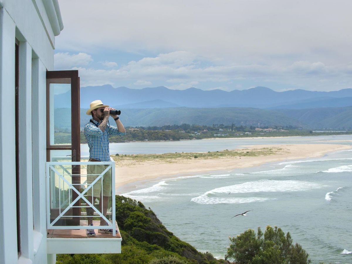Whale watching from a balcony at The Plettenberg in South Africa