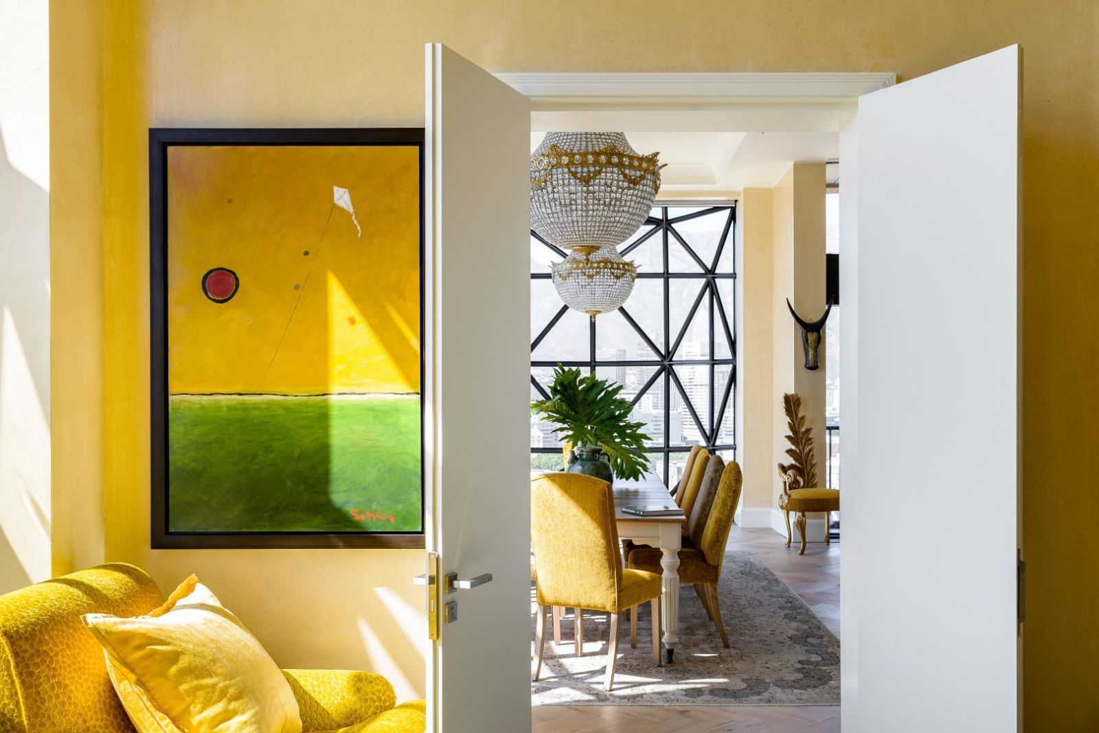 A guest suite dining room at  The Silo Hotel in Cape Town