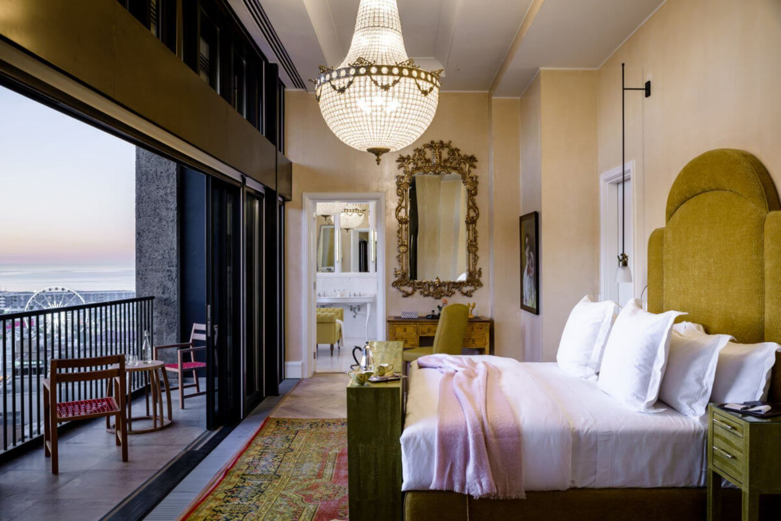 Bedroom of the penthouse guest room at  The Silo Hotel in Cape Town