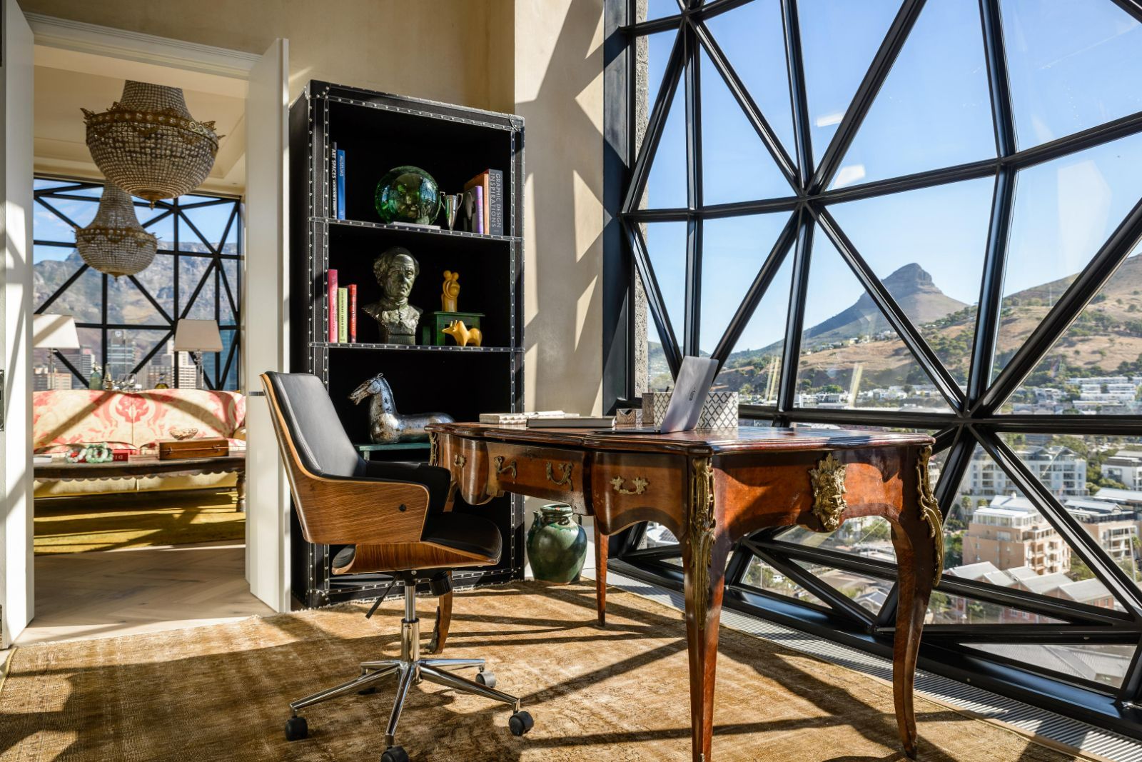 Study in the penthouse guest suite at  The Silo Hotel in Cape Town