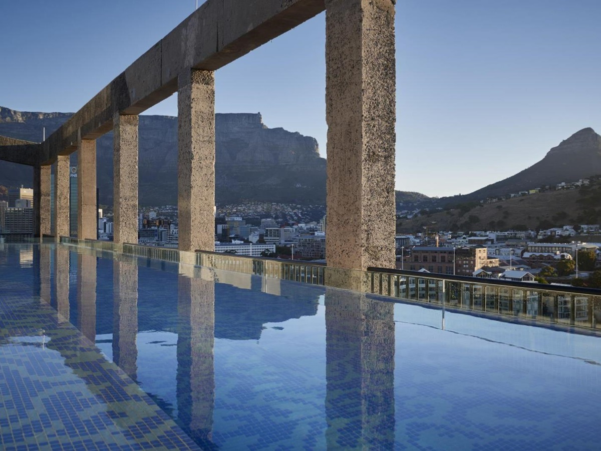 The rooftop pool at The Silo Hotel in Cape Town