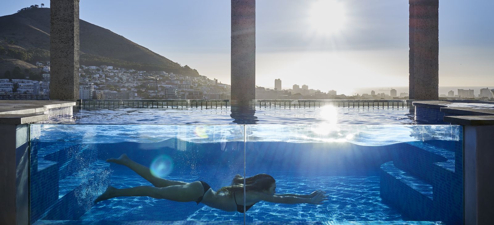 The rooftop pool at The Silo Hotel in Cape Town