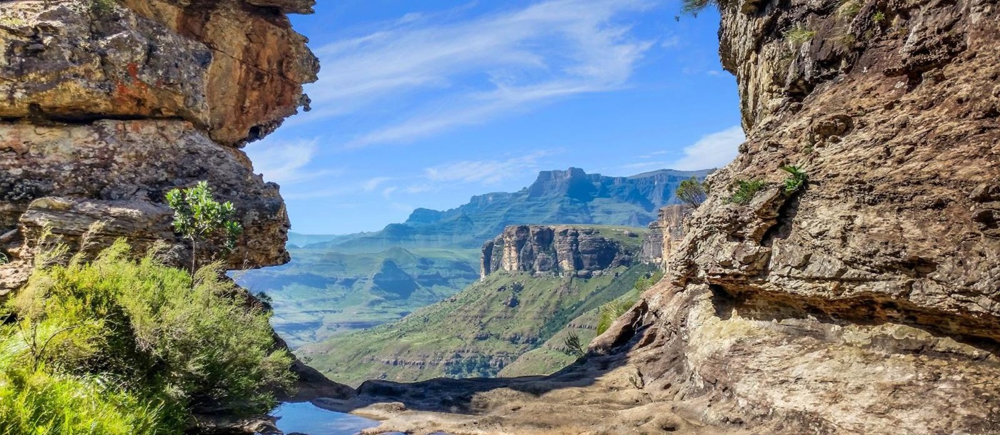 View across the Drakensberg Mountains in South Africa