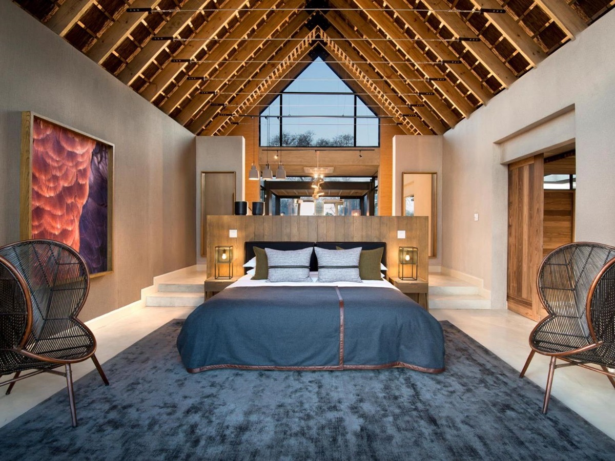 Bedroom at Fish Eagle Villa at Lion Sands in Kruger National Park in South Africa