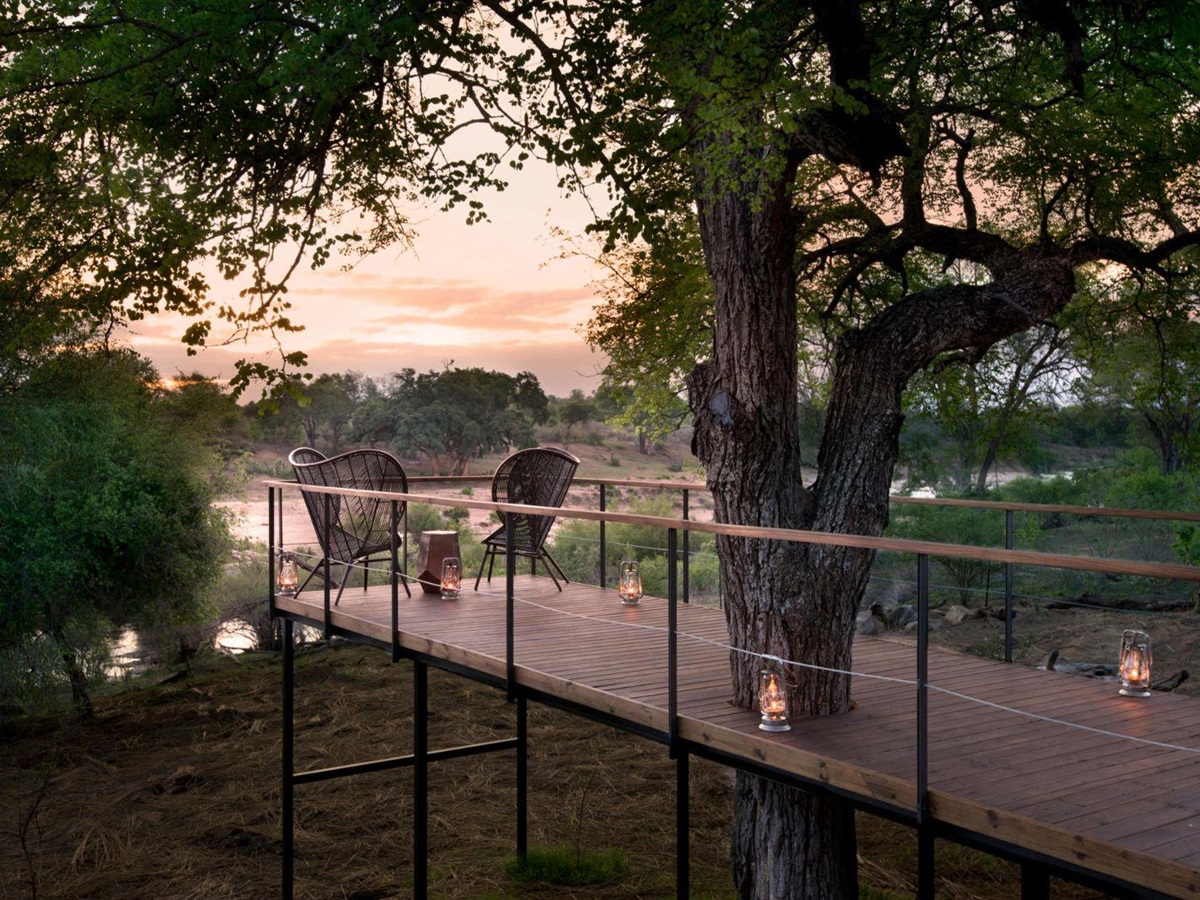 Deck seating at Fish Eagle Villa at Lion Sands in Kruger National Park in South Africa