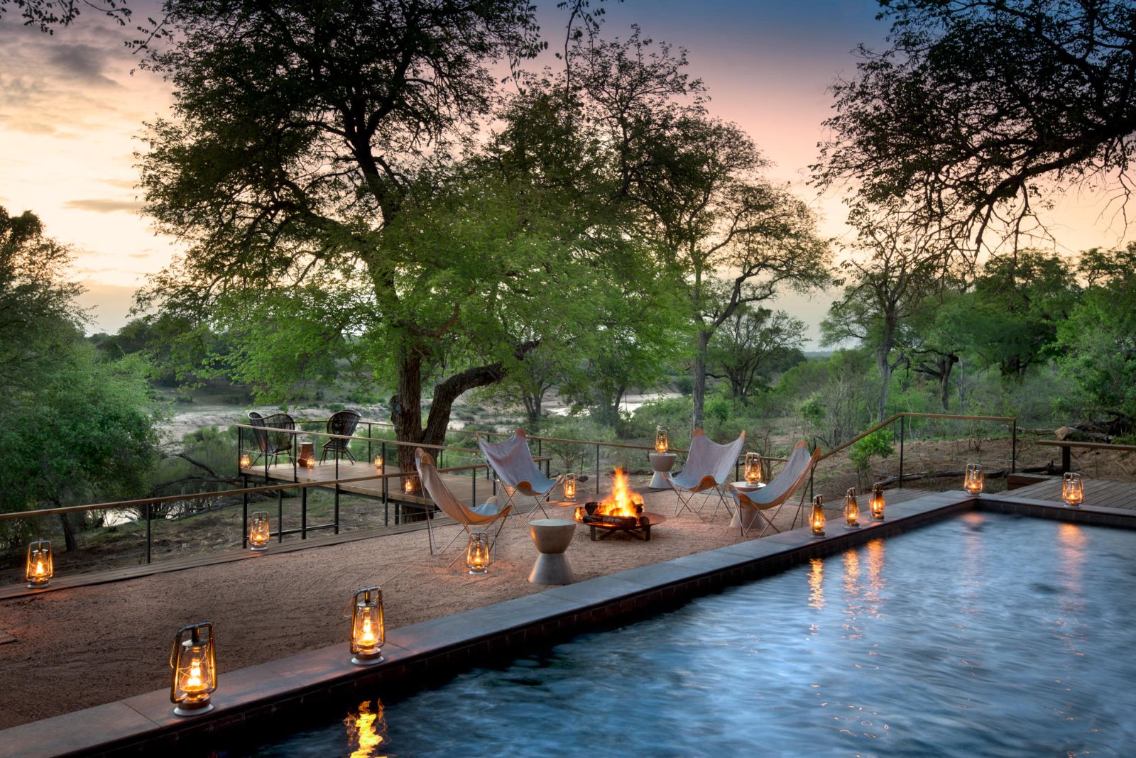 Poolside at Fish Eagle Villa at Lion Sands in the Krueger National Park in South Africa