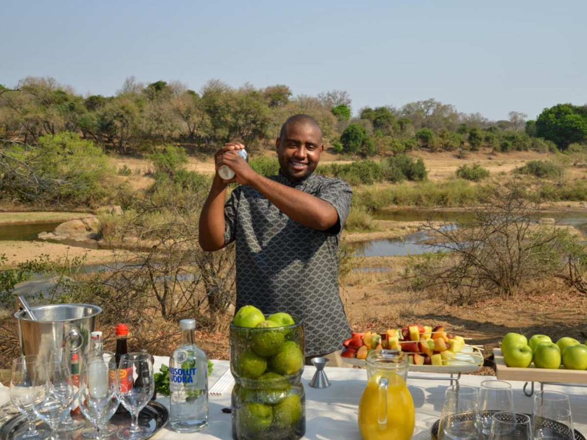 Drinks served on safari at Fish Eagle Villa at Lion Sands in the Kruger National Park in South Africa