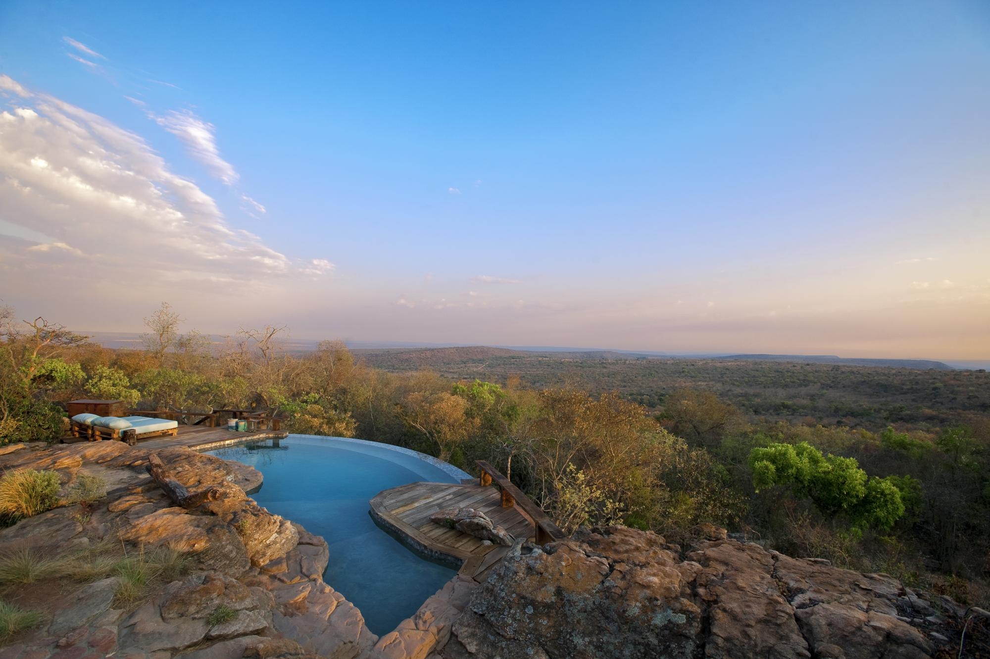 The swimming pool and view from Leobo the Observatory, South Africa
