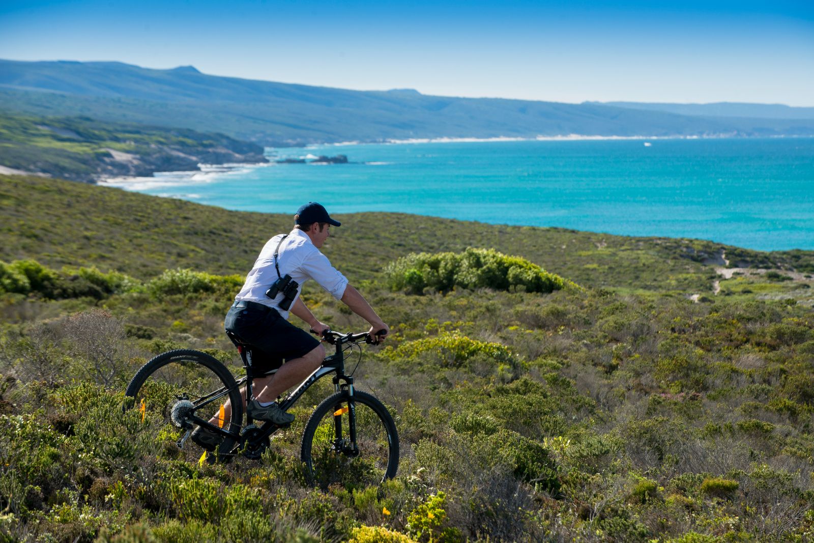 Cycling on the grounds of Morukuru Ocean House in South Africa