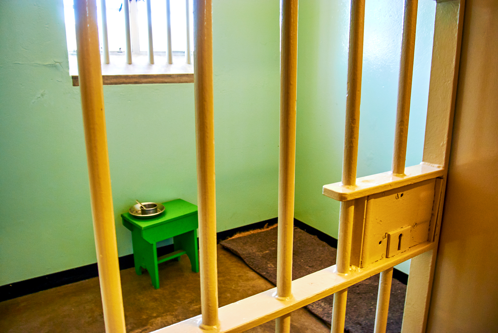 The interior of a cell at Robben Island off the coast of Cape Town