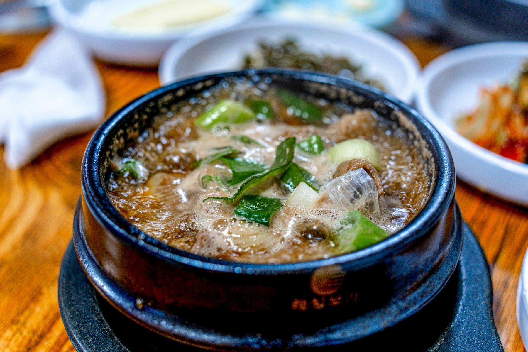 Boiling jjigae broth served in South Korea