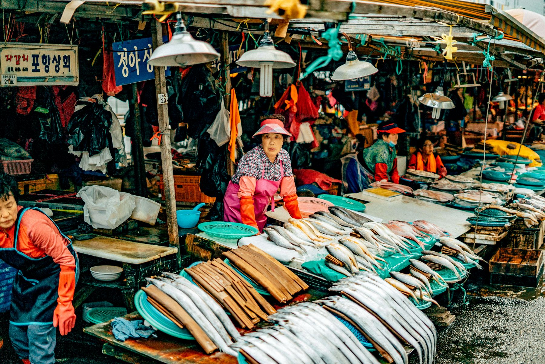 Exterior stall at Jagalchi Fish Market in Busan
