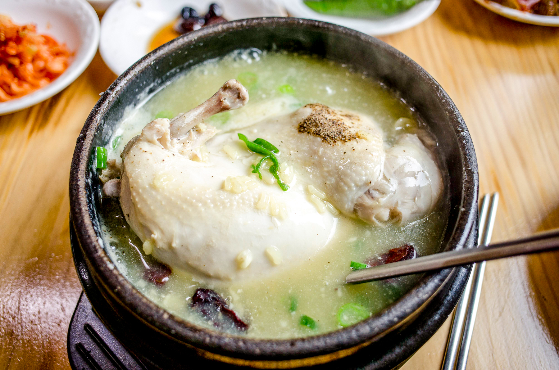 Ginseng chicken broth served in Korea