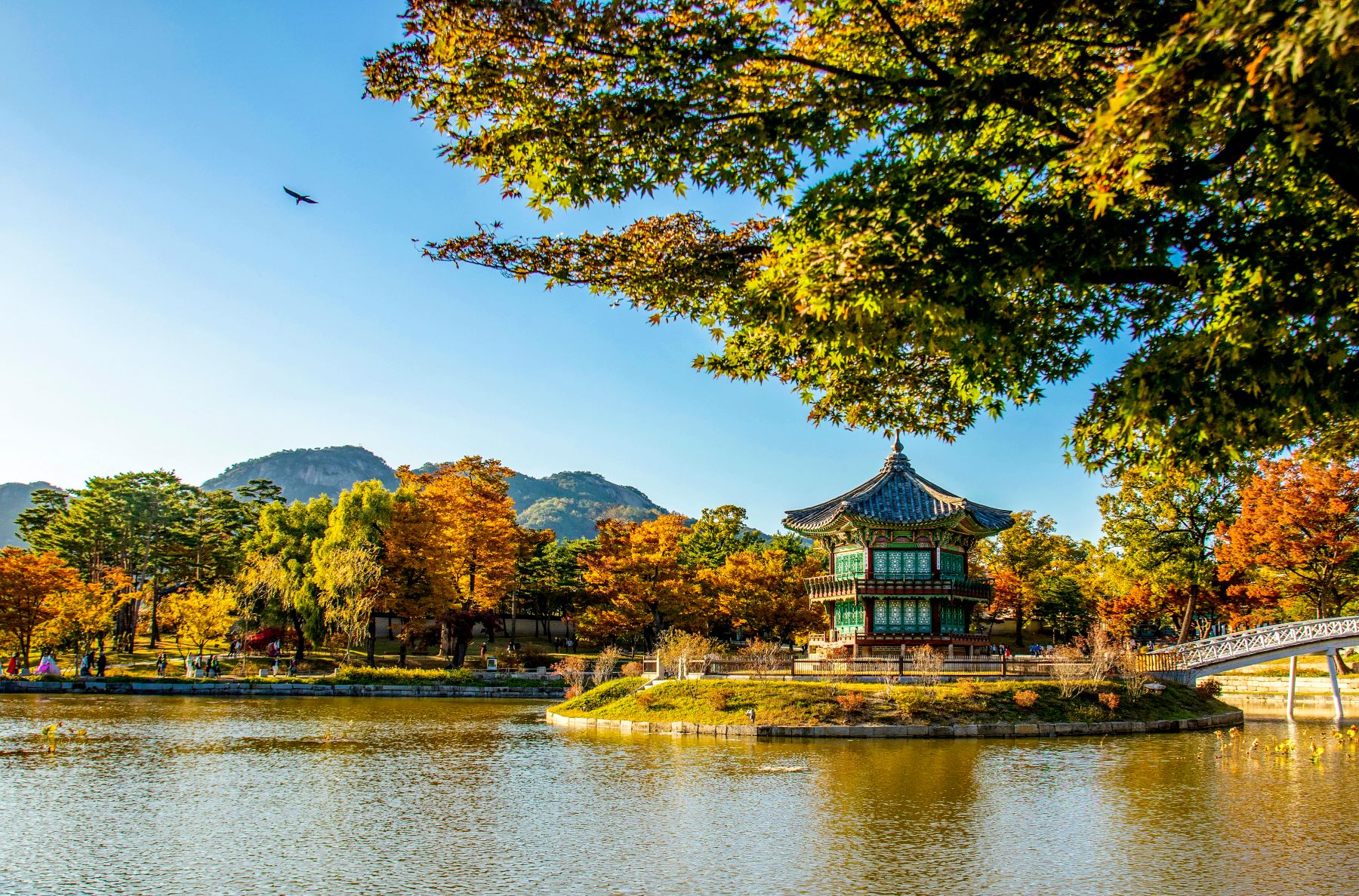 Lake surrounding Gyeongbokgung Palace in Seoul