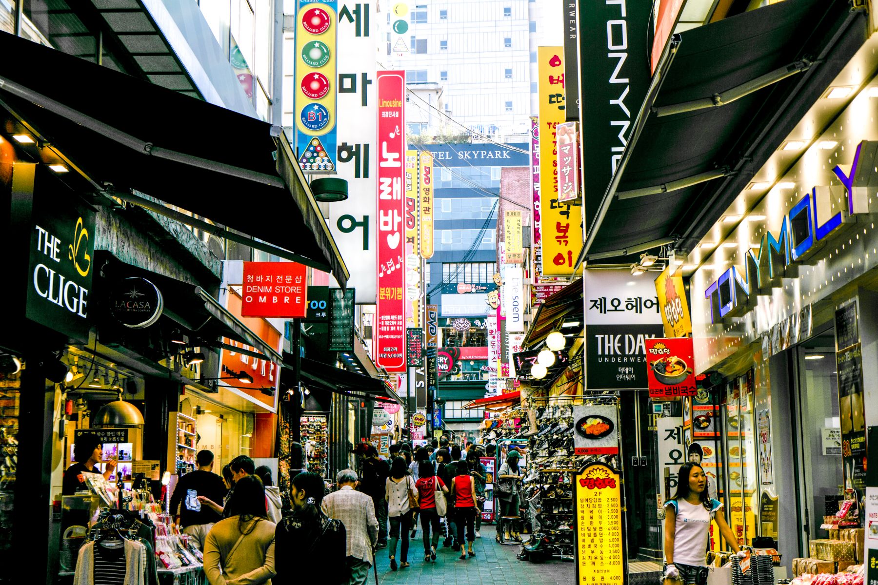 Myeongdong shopping district in Seoul