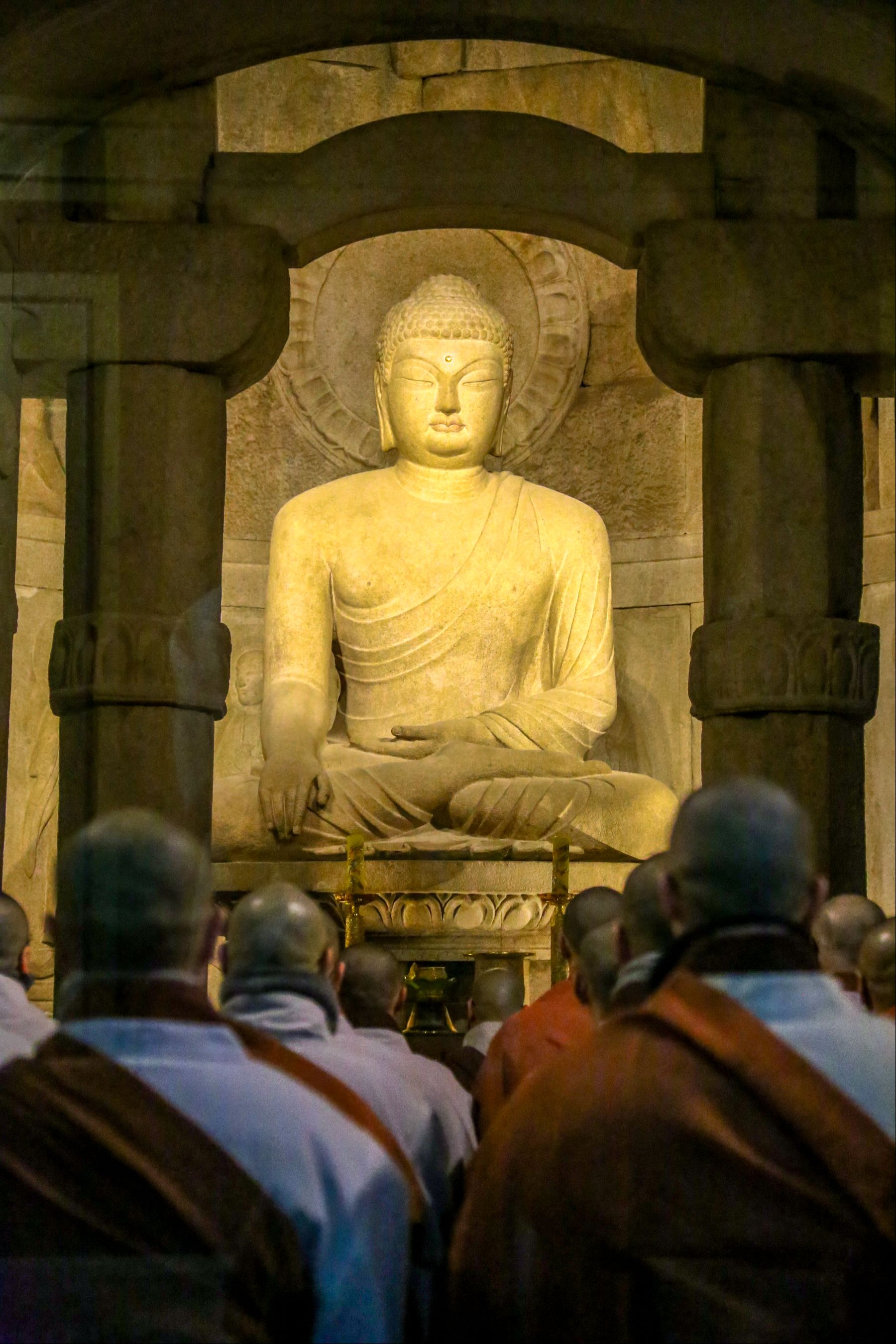 Buddhist statue inside Seokguram Grotto in South Korea
