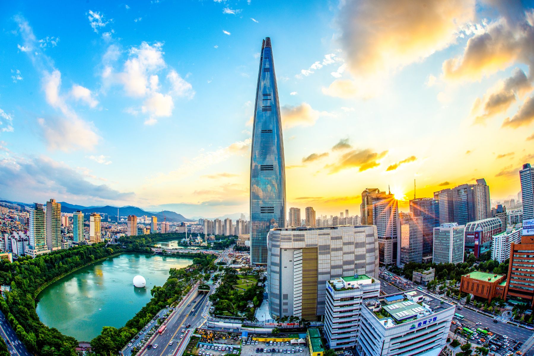 Seoul skyline at sunset