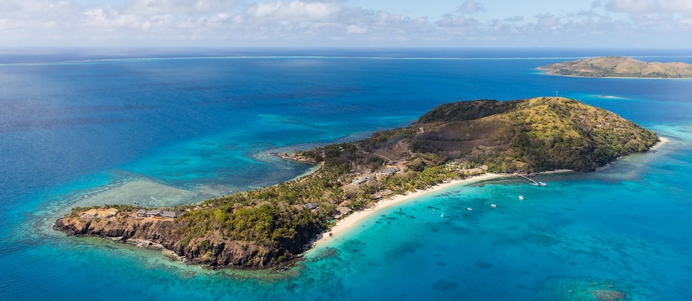 Aerial of Kokomo Island, Fiji