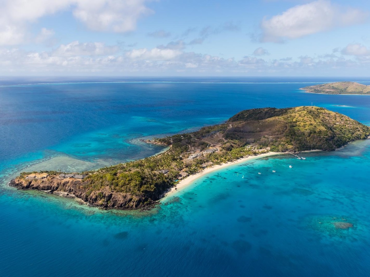 Aerial of Kokomo Island, Fiji