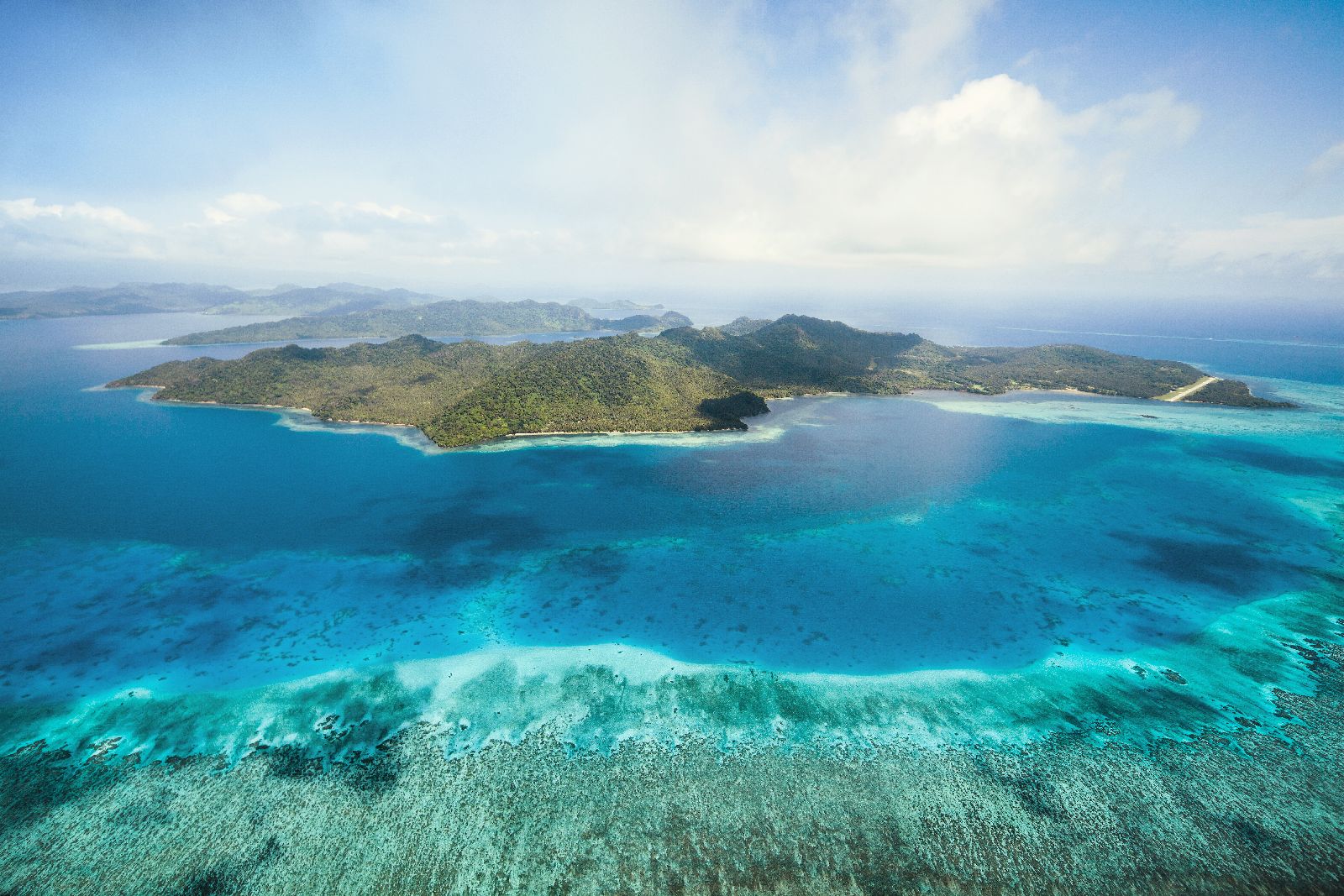 Aerial view of the COMO Laucala on Malolo Island Fiji