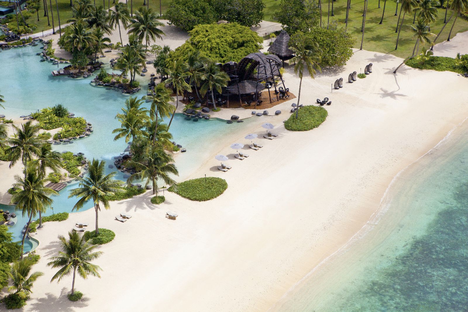 Beach and bar at COMO Laucala Fiji